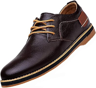 Amazon.com | TSIODFO Men's Dress Shoes Black Brown Genuine Cow Leather Oxfords Business Casual Shoes | Oxfords