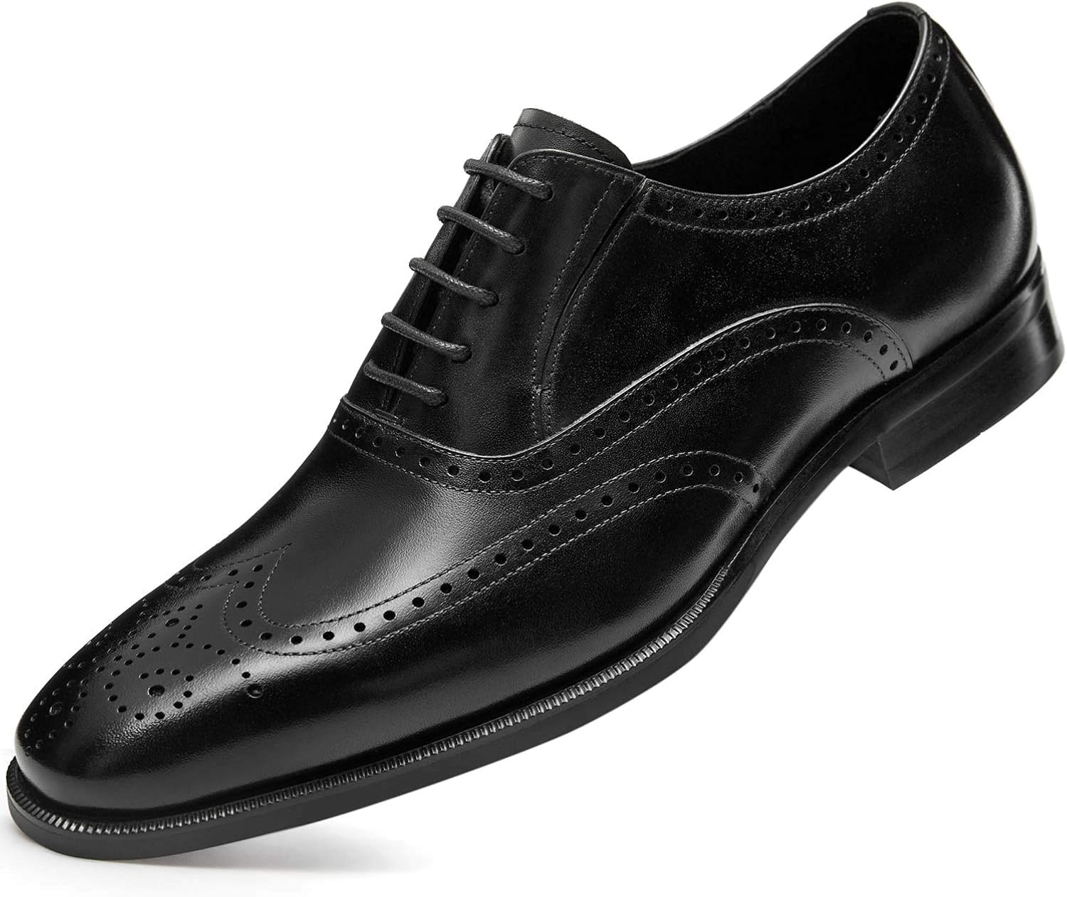 Amazon.com | FRASOICUS Men's Dress Shoes with Genuine Leather in Classic Brogue Elastic Band Oxford Formal Shoes for Men | Oxfords